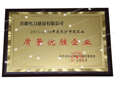 長(cháng)沙市建筑業(yè)質(zhì)量?jì)?yōu)勝企業(yè)